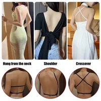Soutien-gorge invisible plongeant en U profond pour femmes, haut dos nu pour robes, lingerie sexy avec sangle transparente, sous-vêtements push-up sans bretelles 4