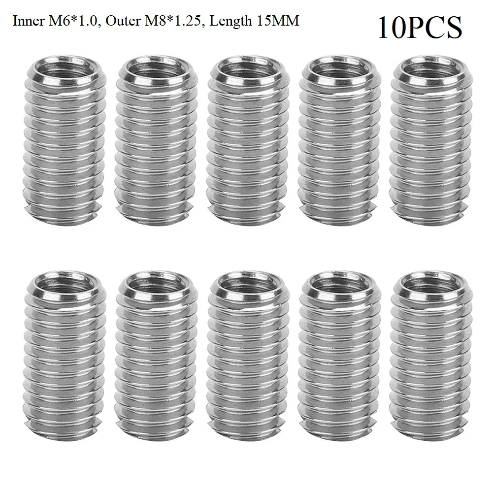 10 Pièces Écrou de Réduction Intérieur, Insert Fileté Autotaraudant M8 à  M6, Vis à Insert Filetée Autotaraudante en Acier Inoxydable, pour  équipement