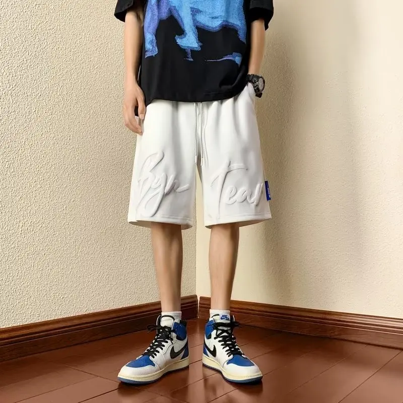 

Summer Thin Men's Casual Pants Shorts Men's Pants Loose Fashion Five Cent Boys' Pants Khaki Black White M-3XL