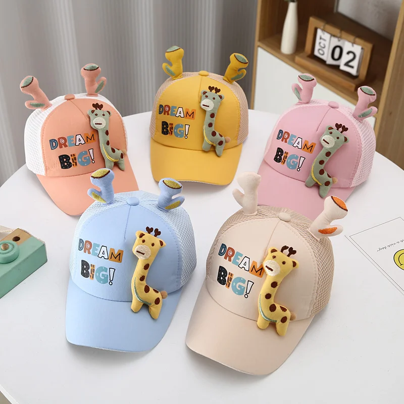 

Summer Children's Baseball Cap Cute Cartoon Giraffe Boys Sun Hat Casual Outdoor Visor Adjustable Thin Mesh Kids Cap Gorra Niños