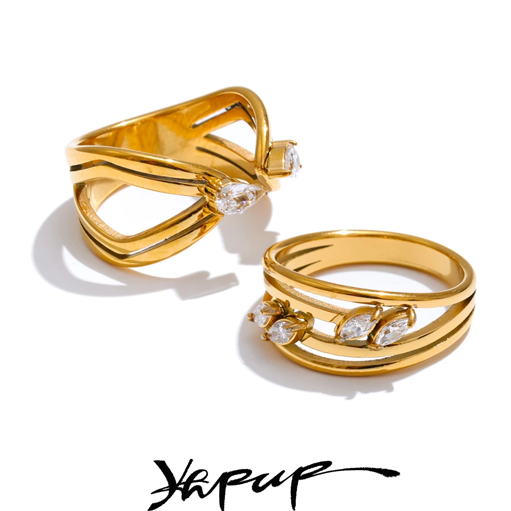 Yhpup Ring Golden Delicate Stainless Steel