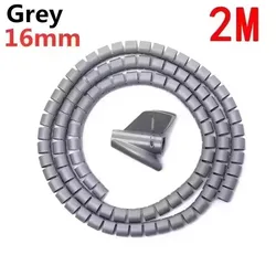 Extended Spiral Cable Organizer Sleeve - Enhanced Anti - bite Protection (2M 16mm Grey)