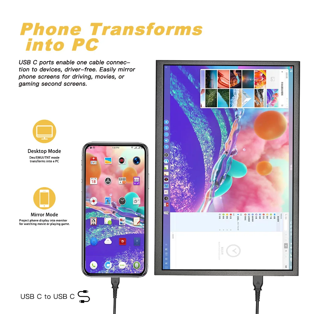 LESOWN USB-C 2.5K 모니터 10 인치 터치 스크린 2560x1600 Mac Windows Phone 용 소형 휴대용 드로잉 노트북 화면 확장기