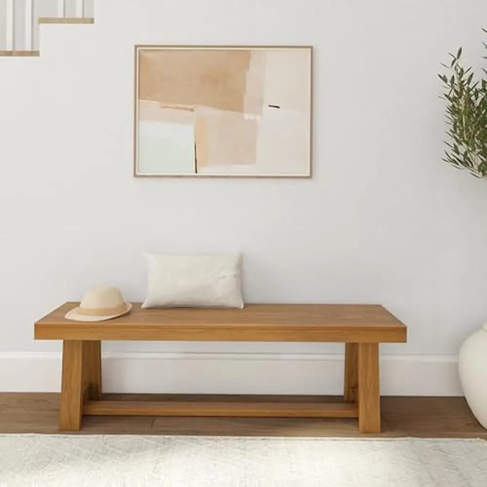 Farmhouse Dining Bench Solid Wood Entryway Wooden Outdoor Seat Home Office Kitchen Living Classic Farmhouse Style Pine Bench 60"