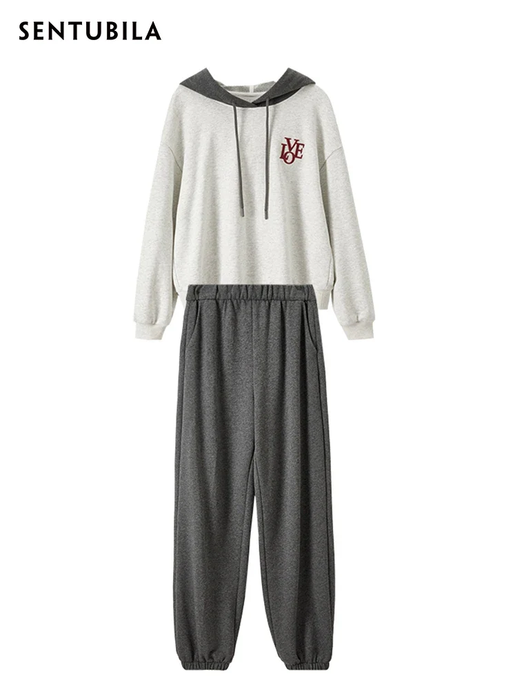SENTUBILA Sports Hoodies Tracksuit Women Two Piece Pant Set 2025 Spring Casual Long Sleeve Sweat Suit Sweatpant Matching Sets 6