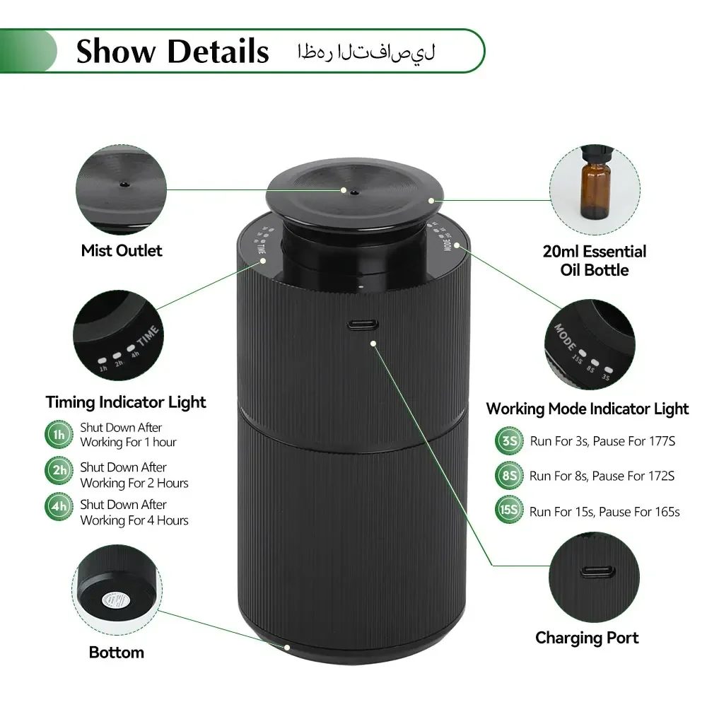 Namste Premium Aromatherapy Diffuser USB Charging Aluminium Alloys Material Aromatic Oil Diffuser Air Freshener Device For Home 5