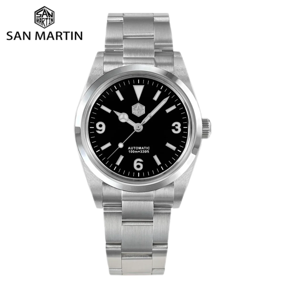 San martin-高級機械式時計,防水,自動巻き,36mm,スポーツ,発光 