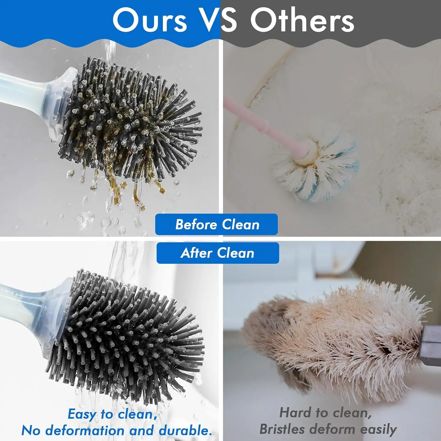 Silicone Toilet Bowl Brush and Holder Set Wall Mounted Toilet Cleaning Brush With Refillable Soap Dispenser For Bathroom bathroom accessories toilet brush set toilet brush holder