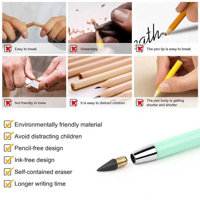 Writing stationery Drawing pencils Eraser pencil 1PCS Eternal Pencil Students Special Endless Ink-free