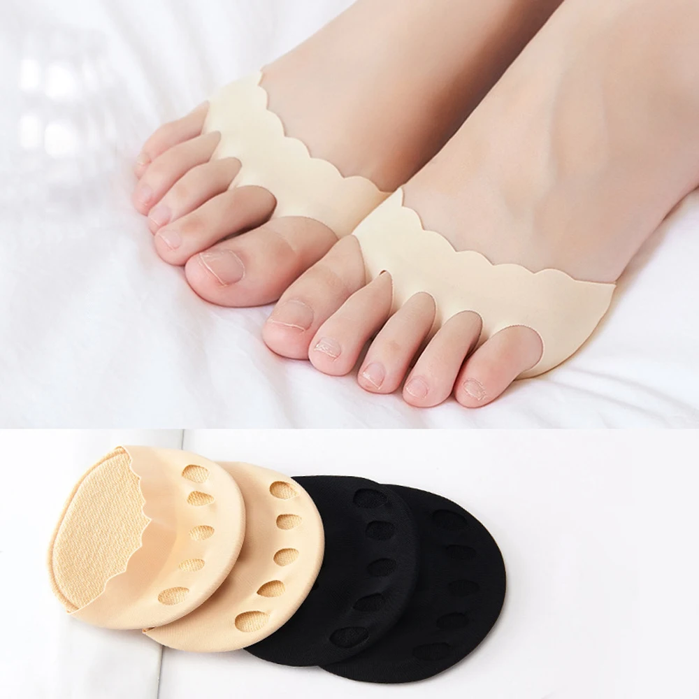 

Invisible Foot Pain Care Women High Heels Wave Ruffle Toe Pad Inserts Forefoot Pads Half Insoles Five Toes Socks