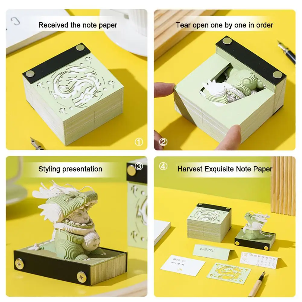  3D Stick Notes, Carving Art Notepad Convenient Delicate Wide  Application for Home : Office Products