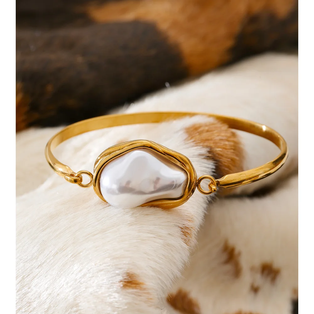 Yhpup 60mm Baroque Imitation Pearls Bracelet for Women