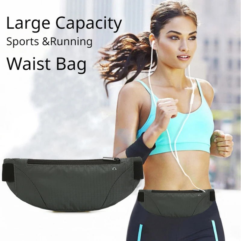 

Unisex Sport Running Canvas Waist Bags Marathon Lightweight Fanny Packs Large Phone Pouch Earphone Keys Money Organizer Belt Bag