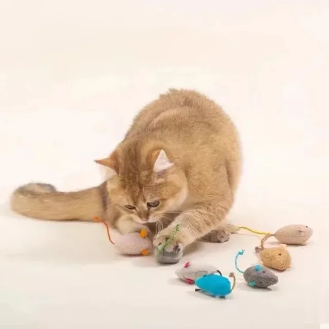 3Piece Plush Mouse Cat Toy Set, Realistic Simulation Mice for Kittens, Anti-Biting Chewable Cat Toys Must Have for Cats 3