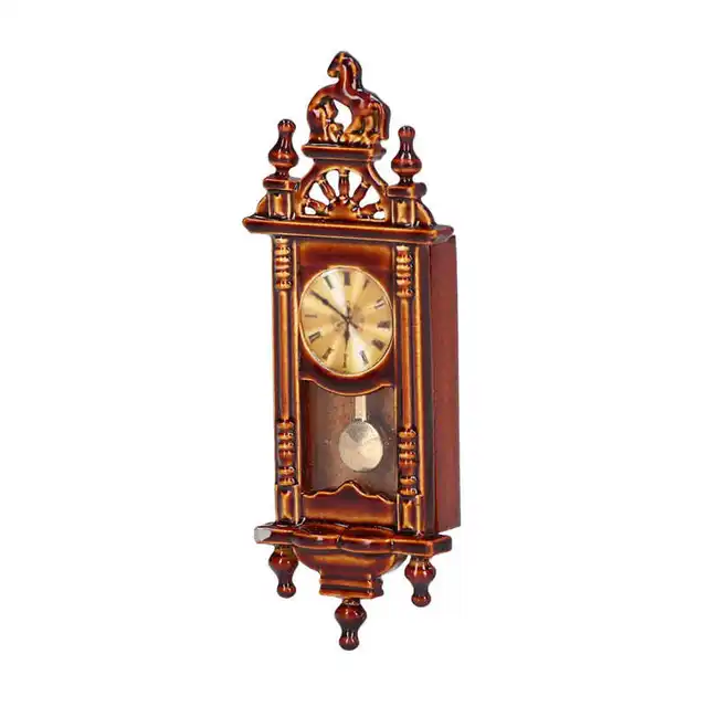 1:12 Vintage Dollhouse Wall Clock Radio TV Sewing Machine Vintage Camera Mirror Photo Frame Wooden Miniature Doll House Decor 2