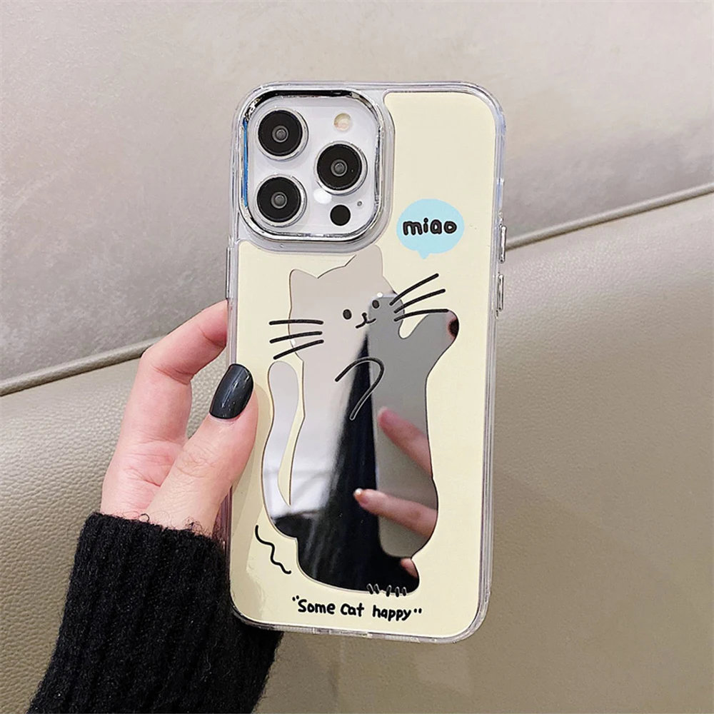 thumbnail image 1 of Cute Daisy Pattern Phone Case For iPhone 14 Pro Max Mirror Phone Cases For iPhone 15 11 12 13 Pro Max X XR XS Max Make up Cover, 1 of 4