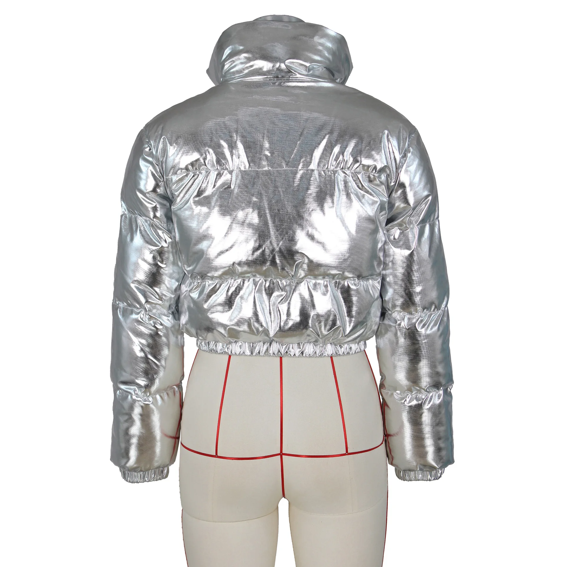 Silver Down Jacket  OFF-WHITE Silver Down Puffer Jacket with Hood