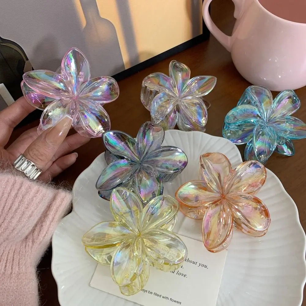 

Hairpin Flower Hair Clip Plastic Blingbling Transparent Hair Clip Korean Style Plastic Shark Clip Large Hair Claw Vacation
