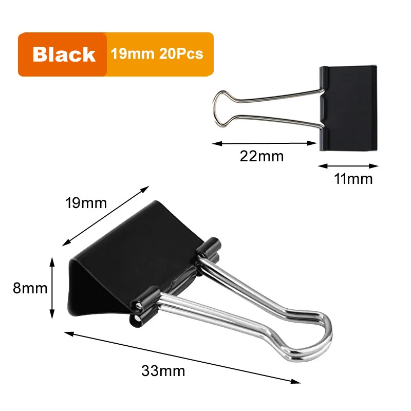 30/20/15/10/5 Stück Binder-Clips, schwarze Foldback-Clips, 15/19/25/32/41/51 mm, Büro-Clip, Büroklammern für Zuhause, Schule, Büro, Aufbewahrung