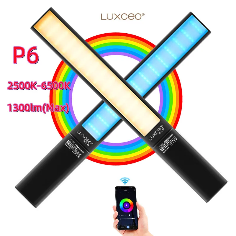 

LUXCEO P6 LED RGB Video Light 1300LM 2500K-6500K Battery10000mAh 18W Fill Light Bar for Photographer Youtuber Music Film Maker