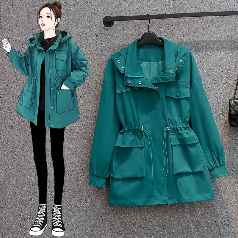 

Loose Windbreaker Jacket 2022 New Female Foreign Coat Women's Middle-Aged Mother Wear Spring Outer Hooded Trench Jacket