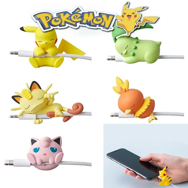 New Pokemon Pikachu Cable Wrap Protector Anime Periferiche Eevee Jigglypuff Cable Protector Accessori Iphone Cable Organization