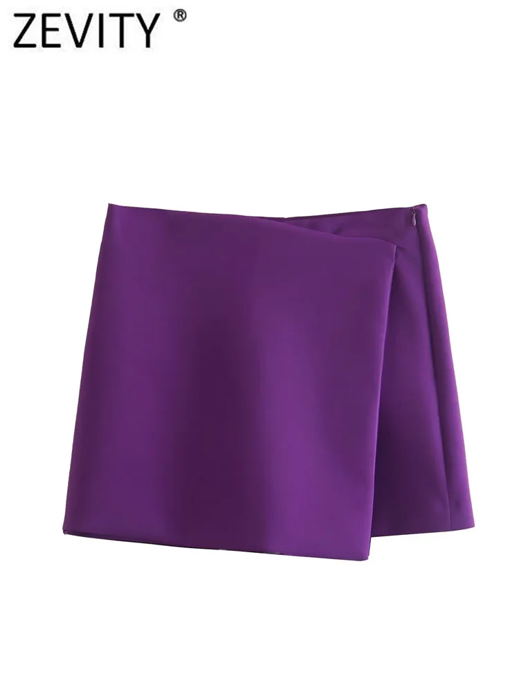

ZEVITY Women Fashion Asymmetrical Slim Shorts Skirts Office Lady Side Zipper Casual Hot Shorts Chic Pantalone Cortos P2944