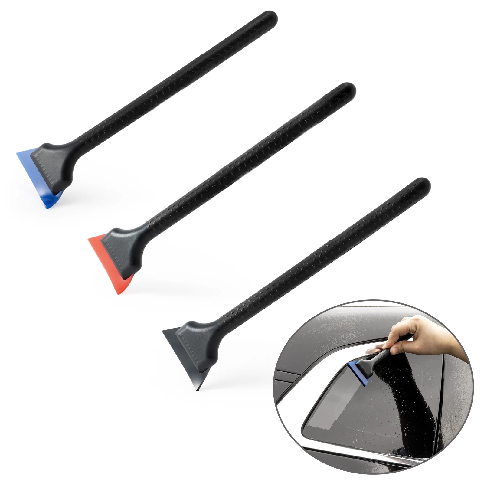 Car Wrapping Tools Automotive Film Tools Small Window Tint Mirror Squeegee Different Softness Rubber Blade Scraper Car Corner Windshield Handheld Cleaning Tool