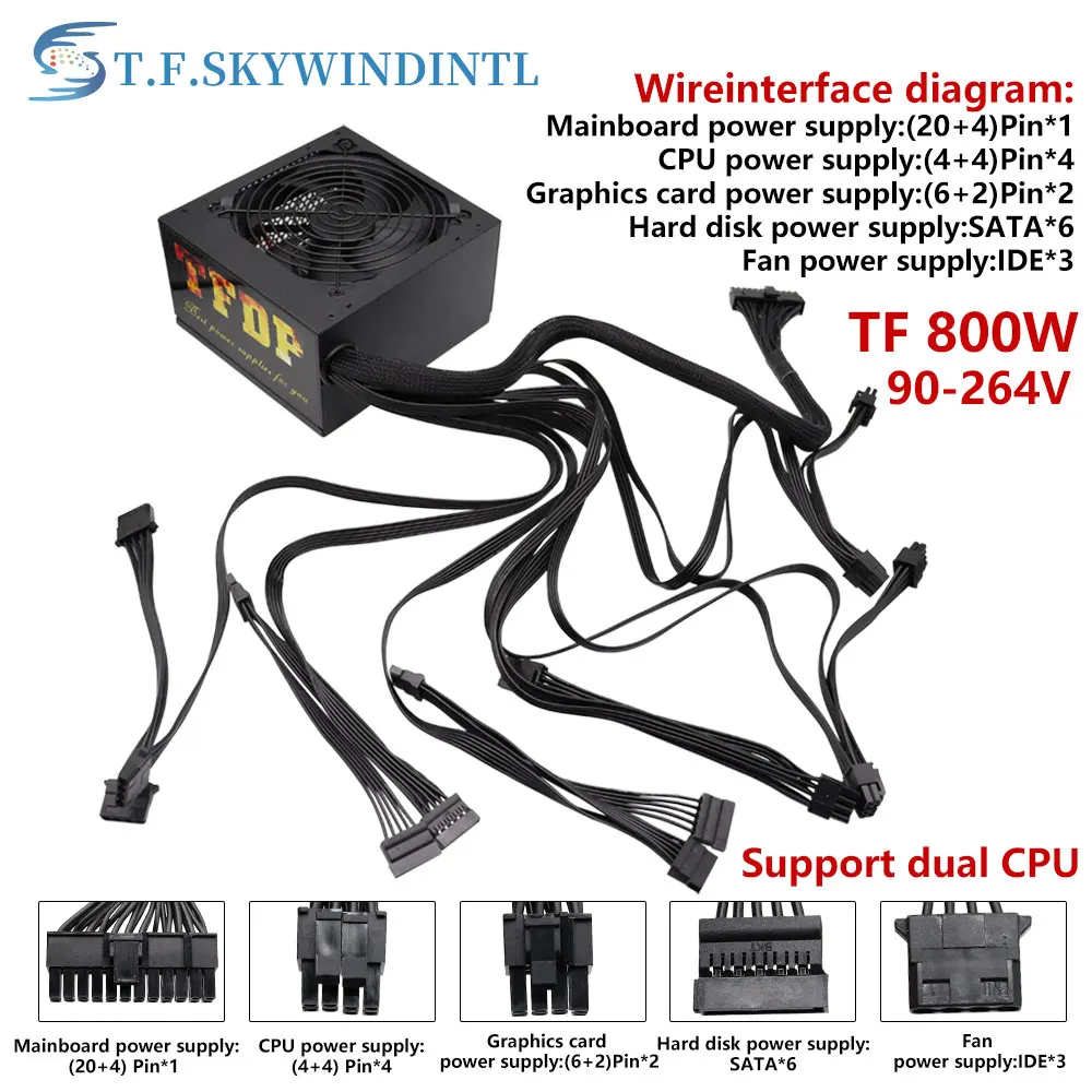 1200W PC Power Supply Gold ATX Desktop Gamer Half Modular, 40 OFF