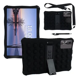 Children's Protective Tablet Case with Adjustable Stand and Shoulder Strap - Soft Silicone Cover for Tab 90 WiFi 2024 (Black)
