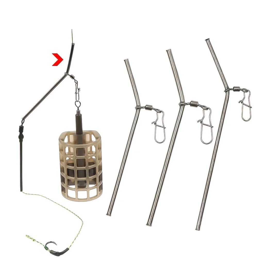 5Pcs Carp Fishing Accessories Anti-tangle Leger Booms With Hook Snap Swivels For Method Feeder Boilie Bait Cage Fish Tackle