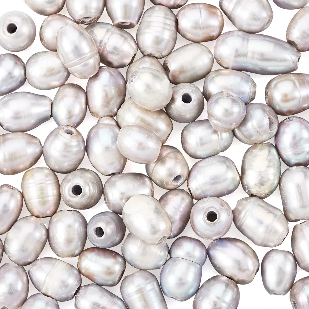 100pcs Natural Cultured Freshwater Pearl Beads Assorted Color Oval Large Hole Loose Pearl Beads DIY Summer Beach Jewelry Making