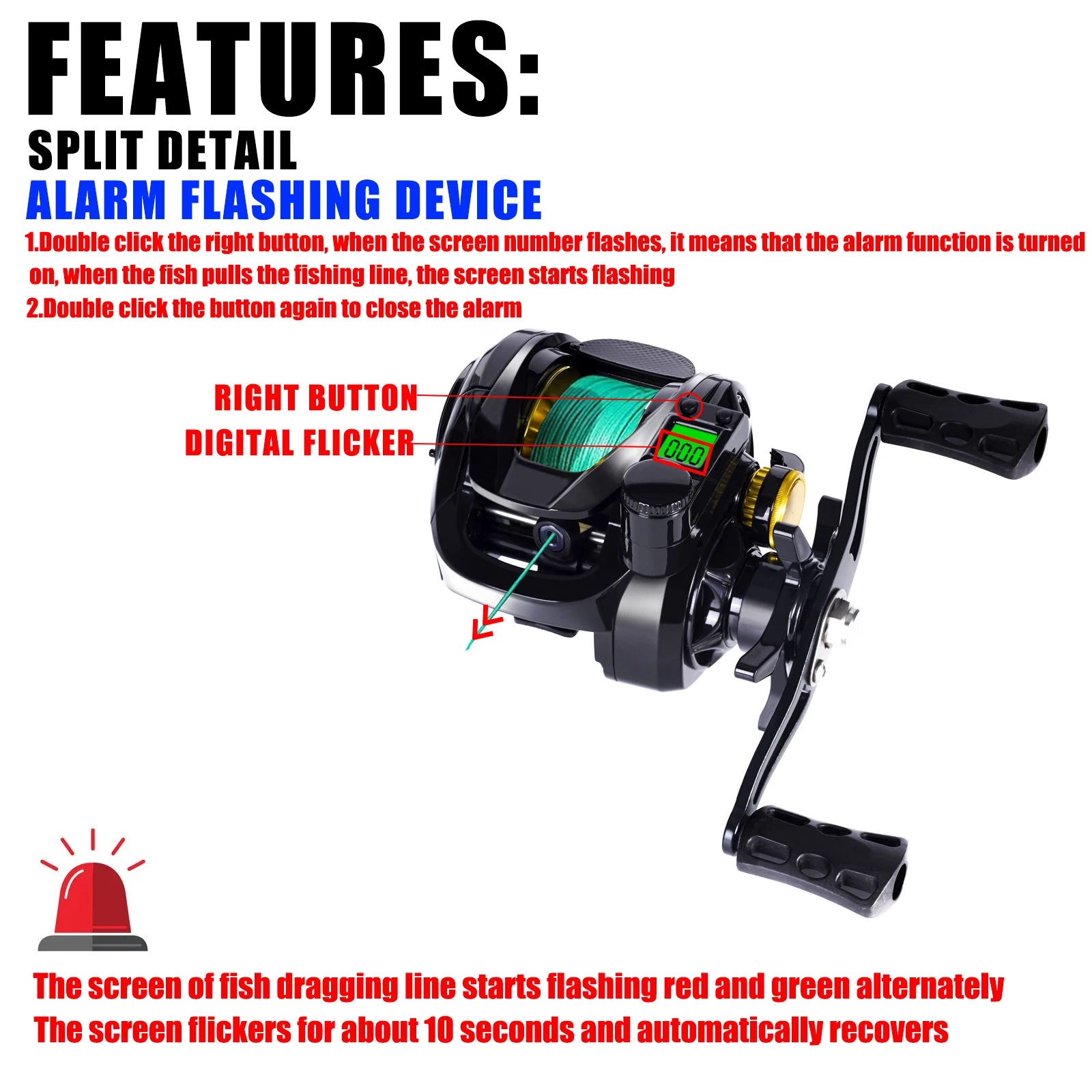 SAMOLLA LED Screen Electronic Line Counter Fishing Reel High Speed 7.2:1  10kg Trolled Waterproof Alarm Reel Left/Right Hand Reel - AliExpress