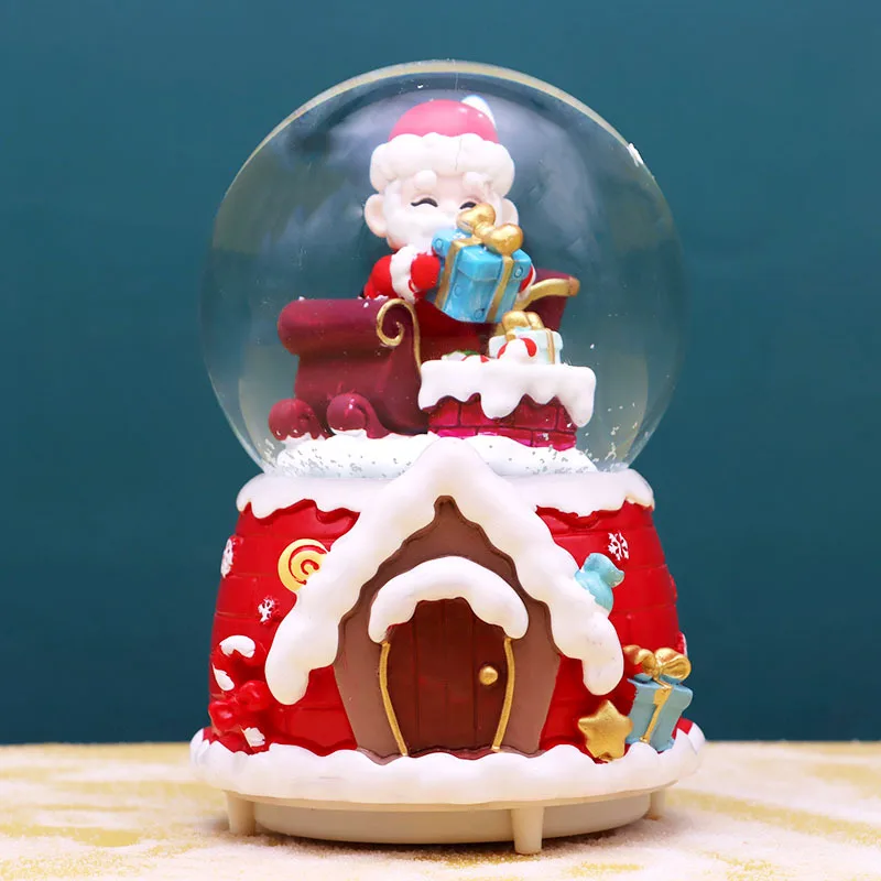 New Christmas Music Box Decorations Christmas Tree Old Man Crystal Ball Blessing Bag Creative Gift Snow Lights Carousel