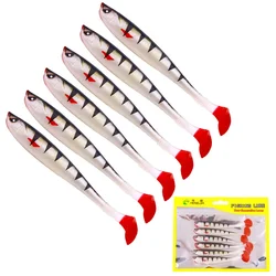6-Piece Soft Silicone Fishing Lure Set - 9cm 4g Swimbaits for Saltwater and Freshwater Bass Fishing (5)