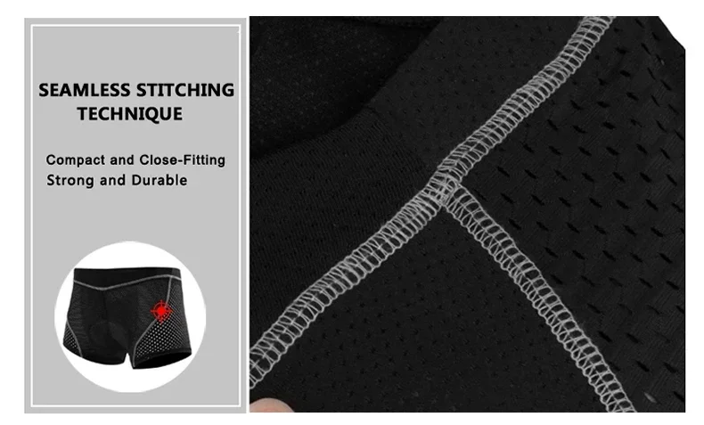 X-TIGER Fahrradshorts mit 5D-Gel-Pads, atmungsaktive Mesh-Radunterwäsche, stoßfeste MTB-Boxer-Bike-Shorts – Detail 9