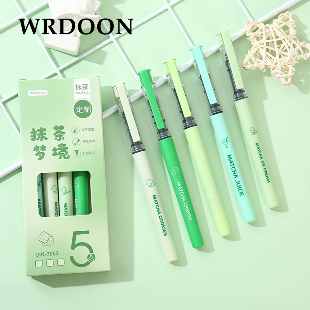 

5pcs/set Straight liquid Gel Pen Quick-drying Large-capacity Black Ink Gel Pens 0.5mm Rollerball Pens School office Stationery