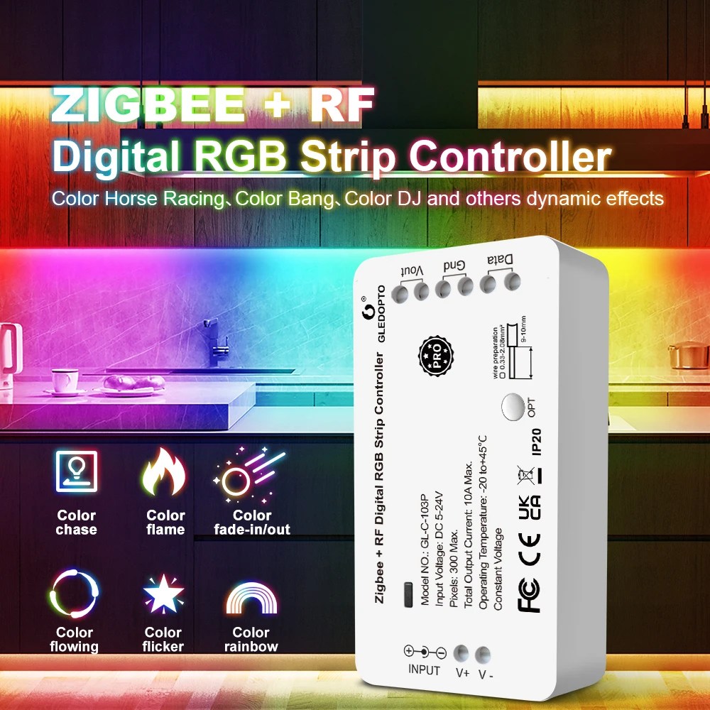 Gledopto DIY RF Digital RGB IC Strip Controller Addressable Flexible Light Control Dynamic Lighting Effect For WS2811 WS2812 LED 5m dream color cob led strip 720 leds m fcob ws2811 rgbic high density flexible tape ribbon full color cob led light dc12v 24v