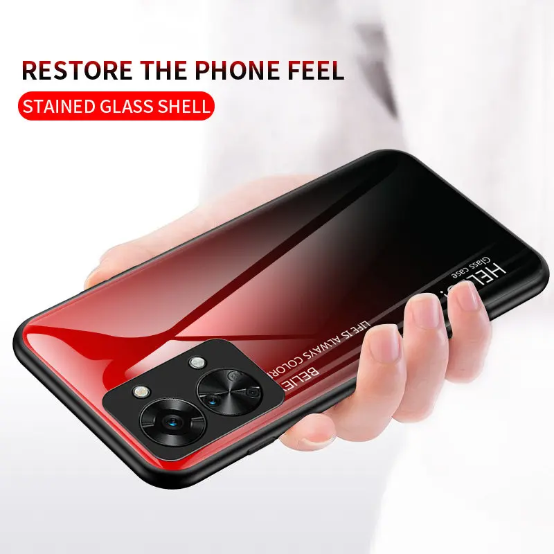 Gradient Tempered Glass Back Cover with Soft Silicon Bumper