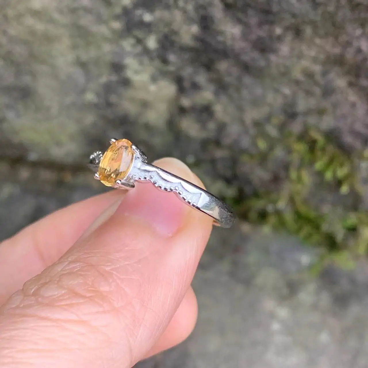 5*3MM Natural Citrine Ring Adjustable Female Ring Jewelry for Women Gift Wholesale High Quality Vintage Fine