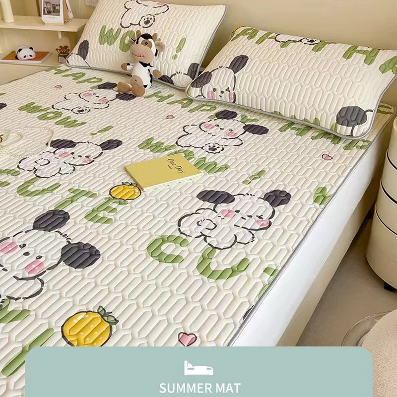 Natural Latex Cooling Mat forSummer Thicken Cool Feeling Mattress Pad Soft Air-Permeable Cold Mat Bed Sheet Bedding Set