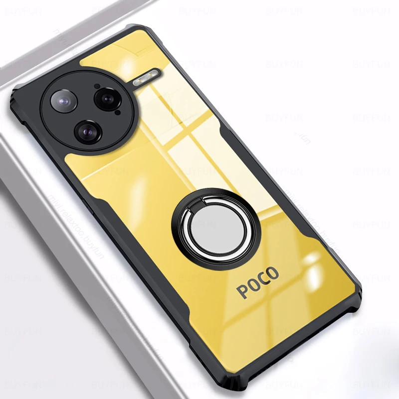 Clear Shockproof Acrylic Case with Magnet Holder Ring