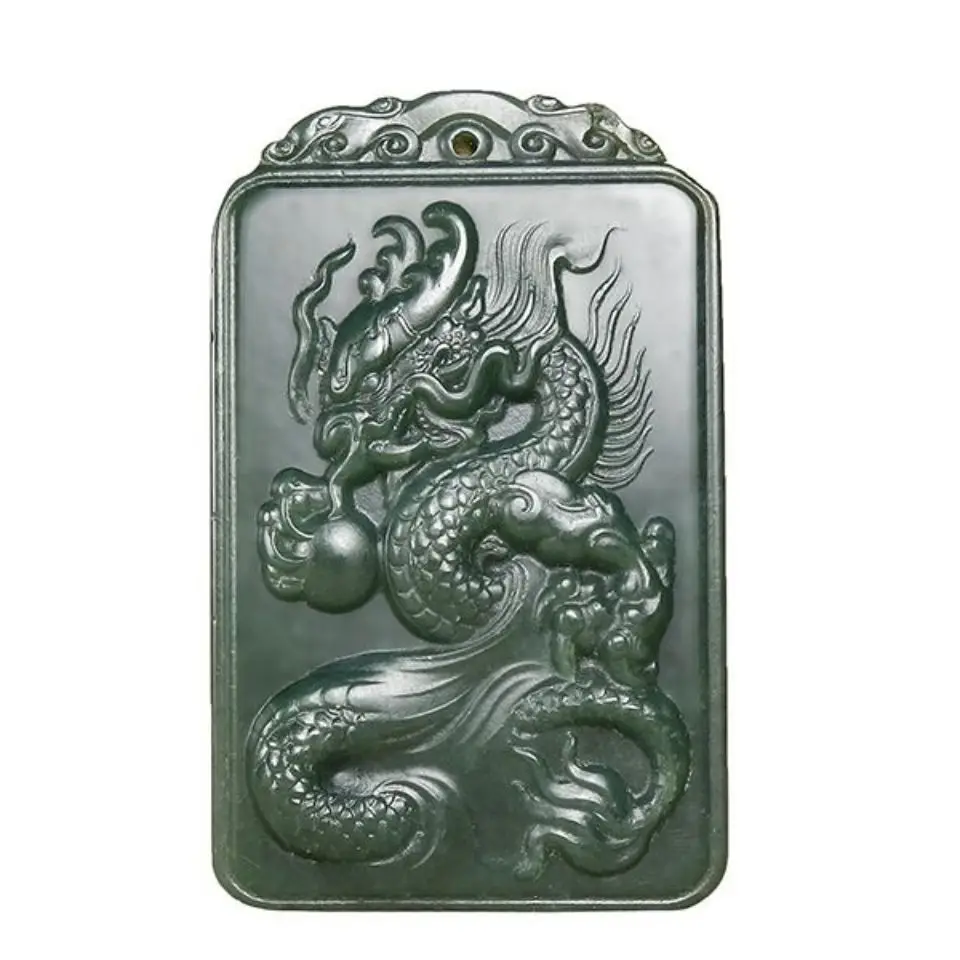Natural Sapphire Carved Chinese Dragon Pendant Neck Decoration Crafts Quality Accessories Necklace Jewelry Gifts