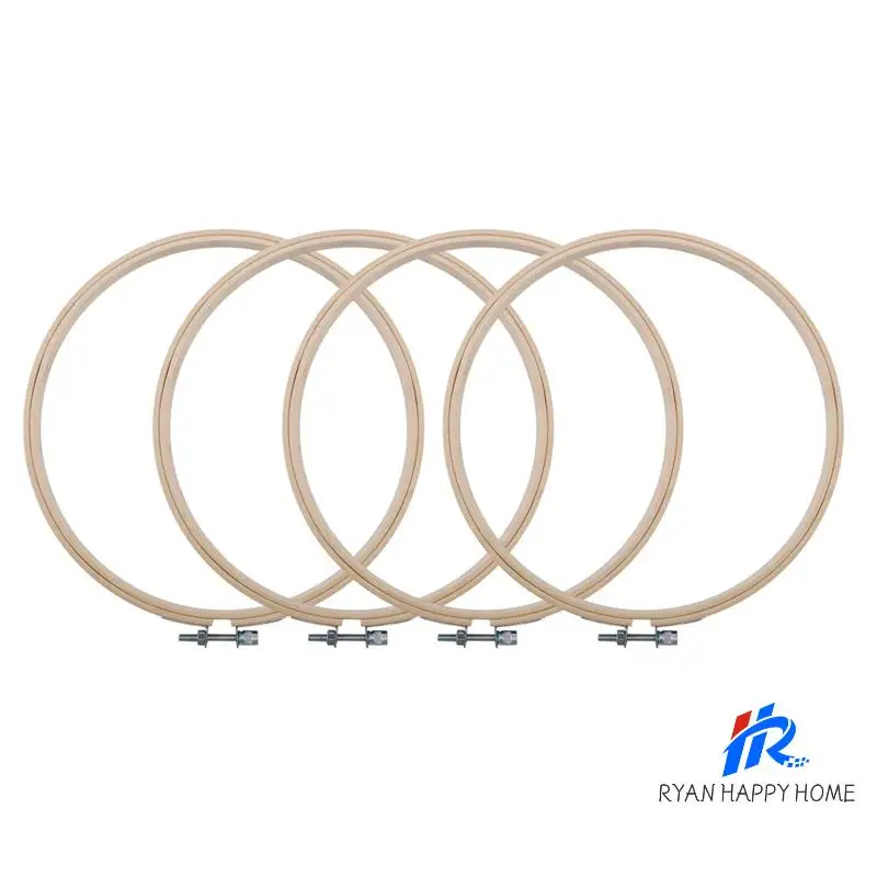 24 Pieces 8 Inch Wooden Round Embroidery Hoops Adjustable Bamboo Circle Cross Stitch Hoop Ring Bulk