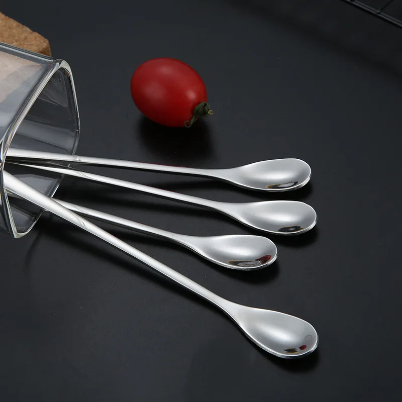 Long Handle Stainless Steel Coffee Spoons Tea Milk Ice Cocktail Wine Stirring Teaspoon Mini Scoops Utensils for Kitchen
