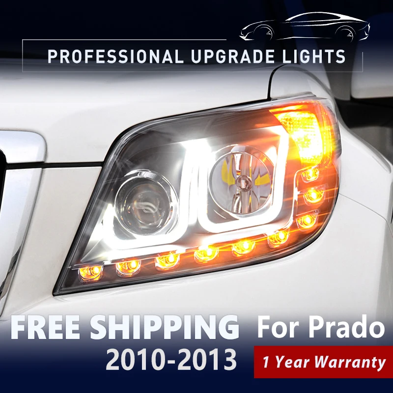 

Car Headlight Assembly for Prado 2010-2013 Double U LED Auto FJ150 Head lamp Bicofal Lens Dynamic Signal Lamp Accessories