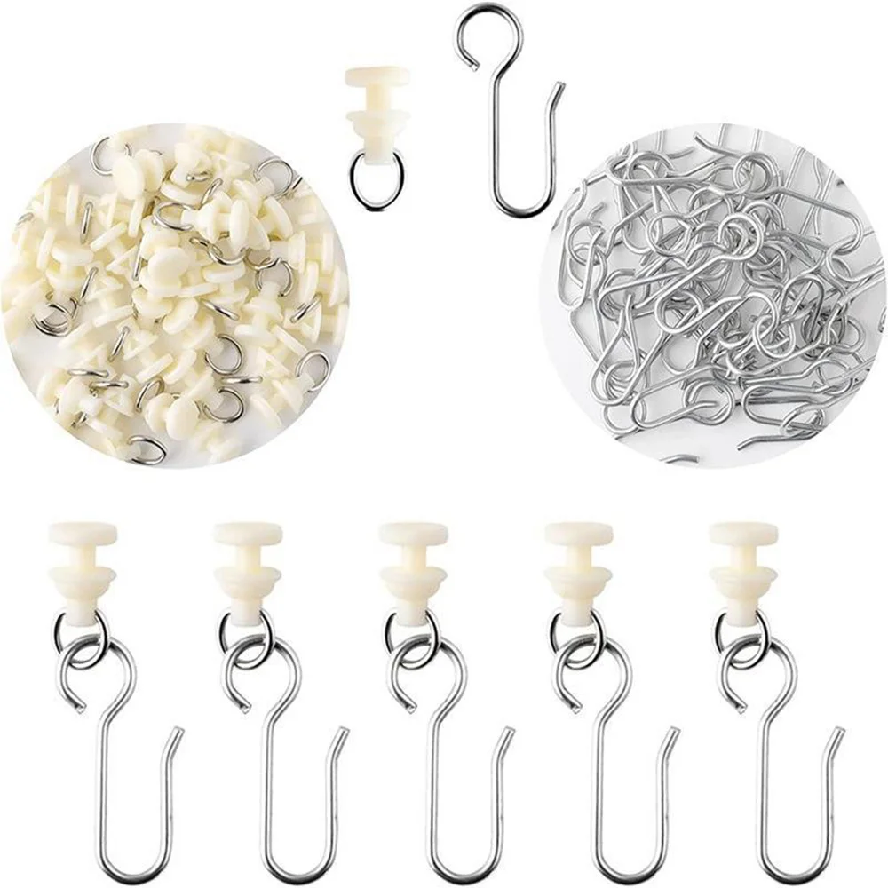 20PC Curtain pulley hook set curtain track PVC ball accessory silent pulley