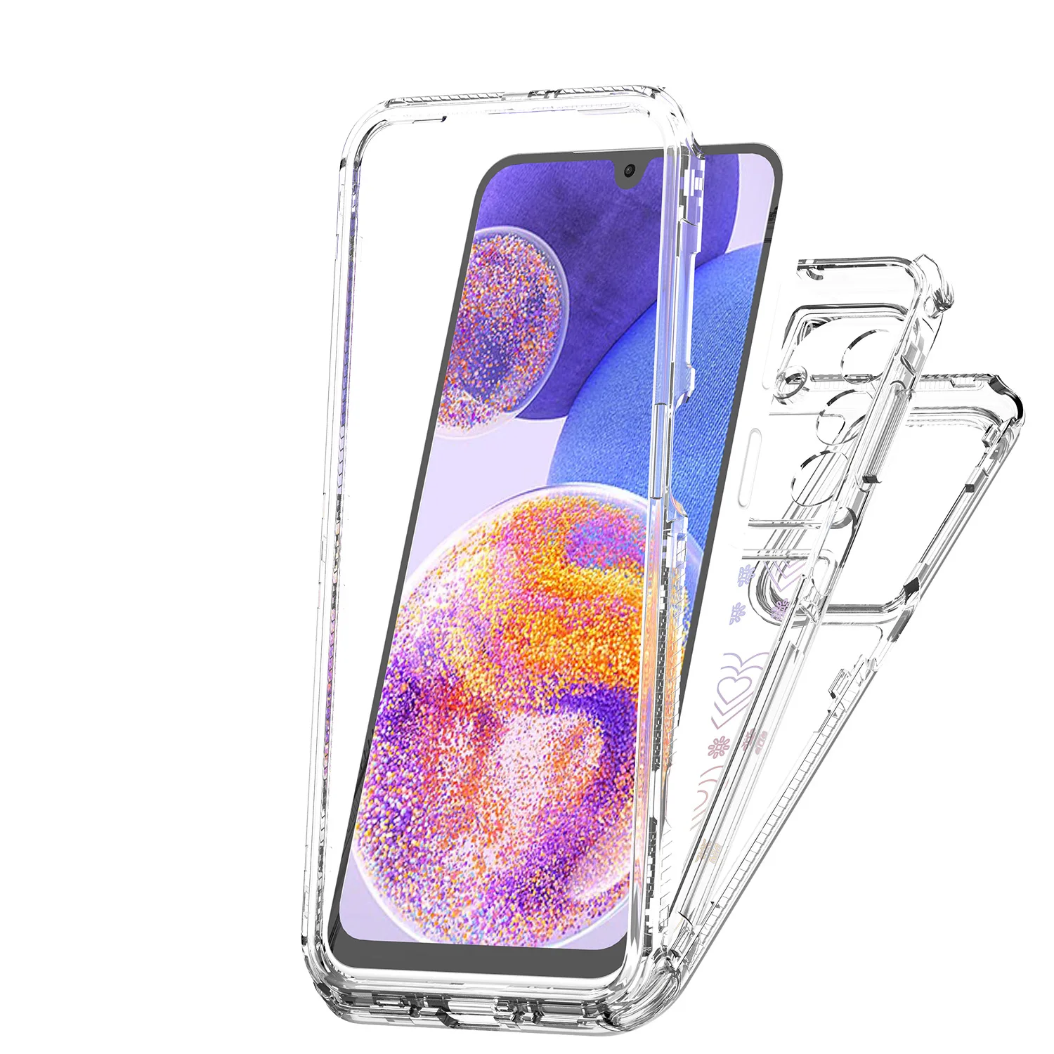 Enhanced 3-in-1 Laser Pattern Phone Case - Shockproof & Anti-Fall TPU+PC Cover
