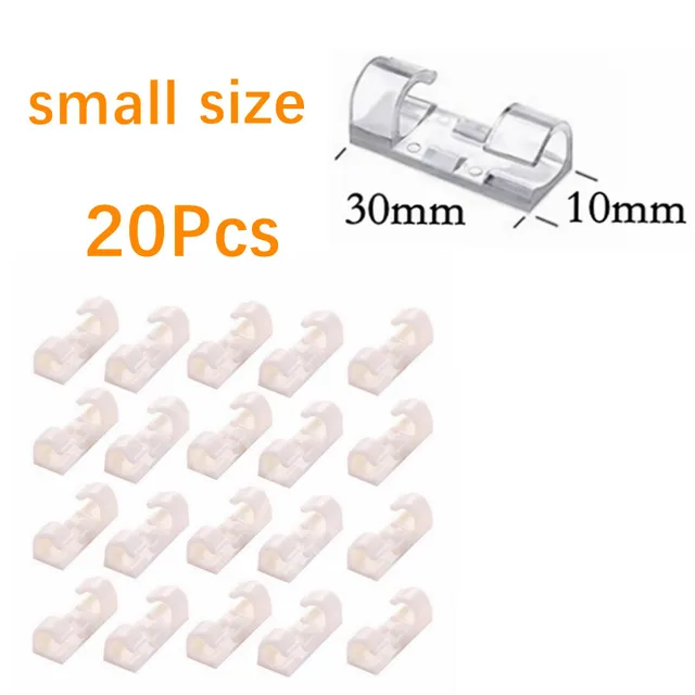 20 Pcs Cable Clips Organizer Drop Wire Holder Cord Management Self-Adhesive Cable Manager Fixed Clamp Wire Winder Small White