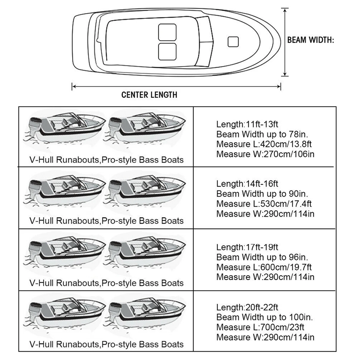 210D Yacht Boat Cover 11- 22FT Anti-UV Waterproof Heavy Duty Marine Trailerable Canvas Accessories